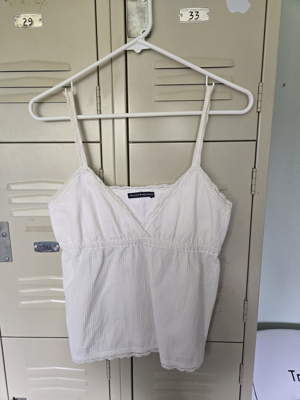 Brandy Melville White Lace-Trim Tank Top